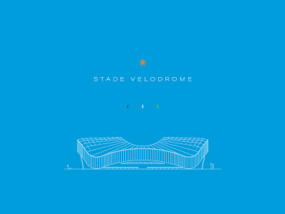 Stade Velodrome design euro 2016 flat design football line work