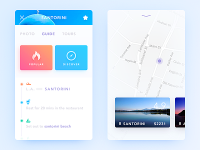 Trip Guide app card clean color daily ui guide map simple trip ui ux