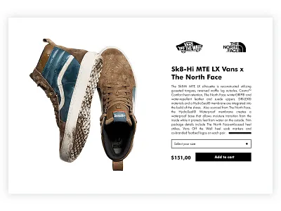 Vans x The North Face card cart closes goods minimalism product shoes shop sneakers store vans web