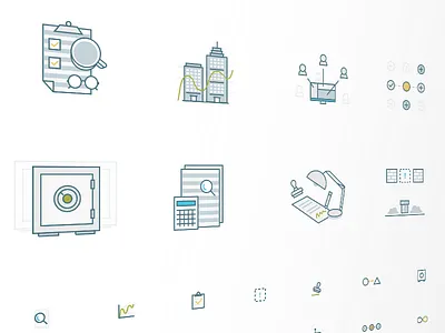 A lot of Icons cloud collaboration grow icon management risk safety teamwork