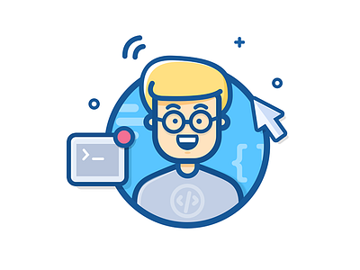 programmer avatars character glasses icons illustration mouse people terminal user vector