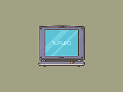 Classic Sony Vaio Laptop character computer e commerce flat flat design icon logo logo design minimal office social ui