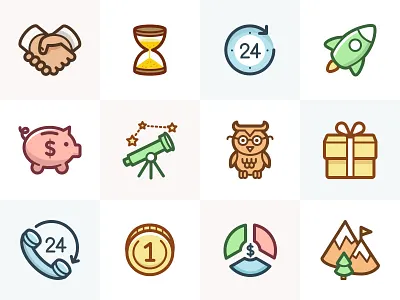 Capitalist Icon Set Preview flat icons line pixelbuddha set