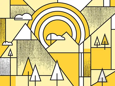 Mountain Sun art geometry illustration mountain outdoors rough sun texture tree vector wildnerness yellow