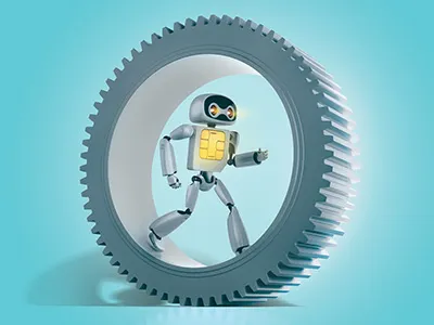 Robot chip card chip dynamic electric m2m robot run sim