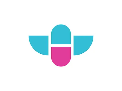 Little helper. bird icon logo mark medical pill symbol