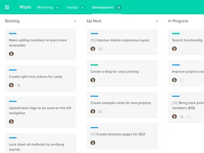 Wiplo Labels, Card counts, rich descriptions, and more card cards design kanban labels navigation wiplo