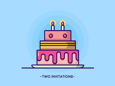Two Invitations cake dribbble illustration invitations
