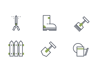Garden Icons Exploration boots exploration fence garden icons shovel tools vector