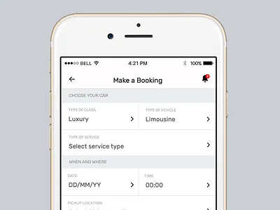 Taxi Booking App - Booking form booking app booking form car booking clean ios form taxi