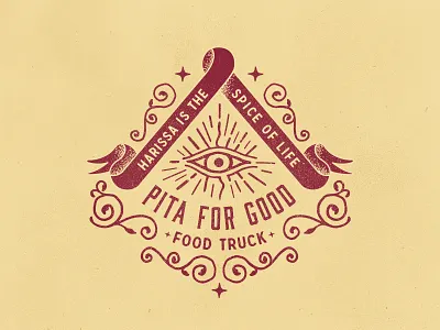 Harissa Hot Sauce Badge all seeing eye eye food truck good pita