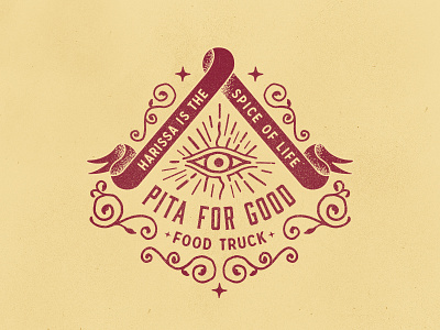 Harissa Hot Sauce Badge all seeing eye eye food truck good pita