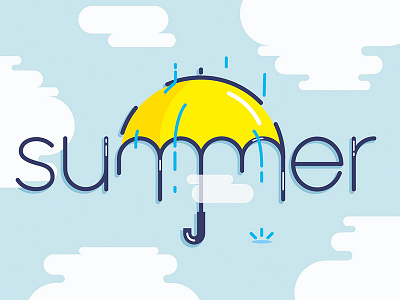 Summer clouds illustration paris rain summer typography umbrella vector weather