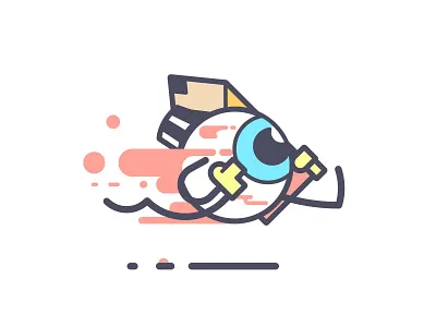 Eye-con conference convict eye flat icon illustration line art pencil run
