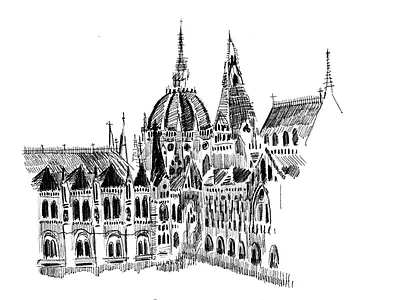 Budapest city drawing pencil sketch