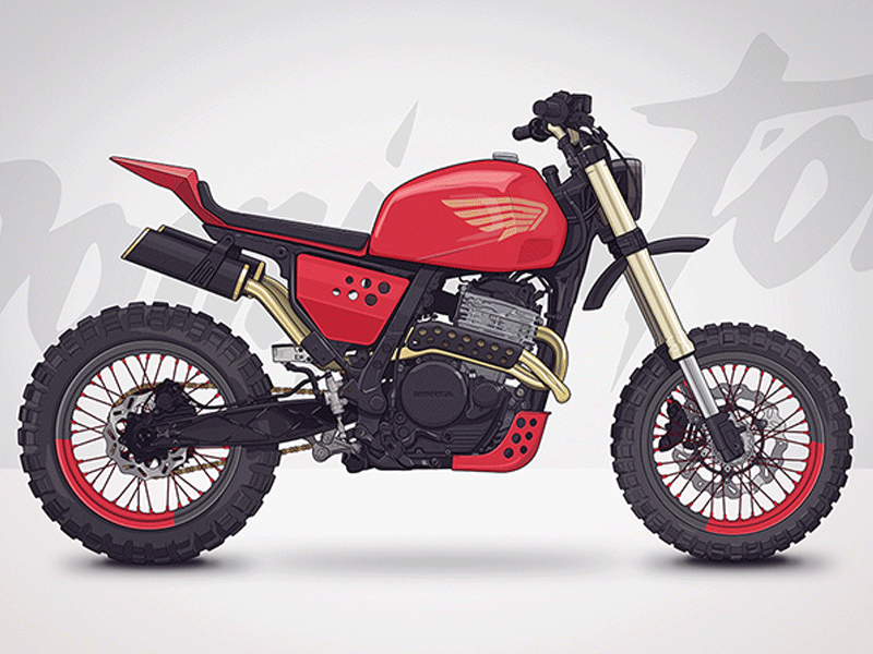 Honda nx650 - how it's made custom dominator honda illustration linework motorcycle nx650 photoshop