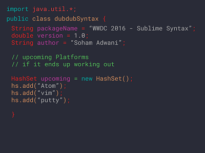 Sublime Text 3 Syntax Theme - WWDC 2016 Edition monospace st3 sublime text syntax syntax theme theme wwdc wwdc 2016