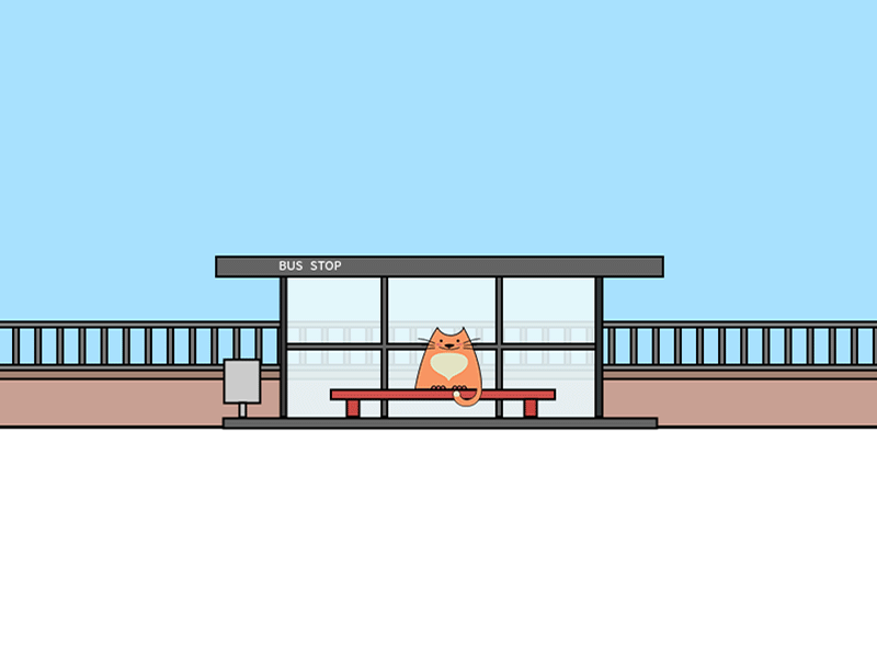 A Bus Stop ae bus stop car cat gif gnimation