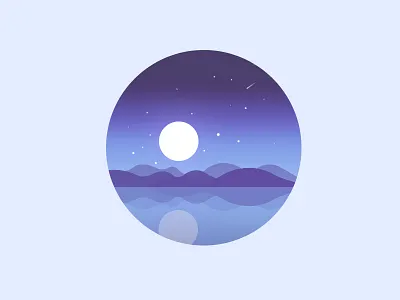 Scenery icon lake moon mountain night water