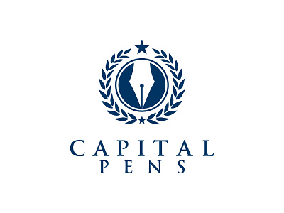 Capital Pens blue capital design elegant emblem logo pen stamp star