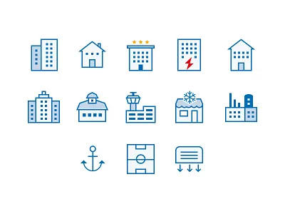 Areas of use icons areas blue buildings icon icons outline pixel perfect