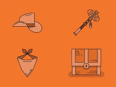 Treasure Map Icons adventure bandana chest cowboy explore hat icons keys tomahawk treasure