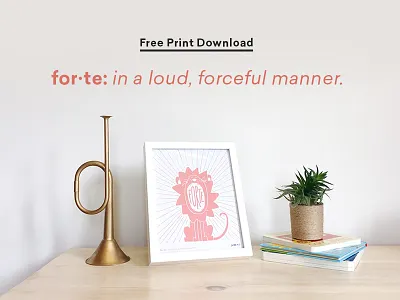 Forte Free Print Download animal brand children forte illustration lion music poster print download