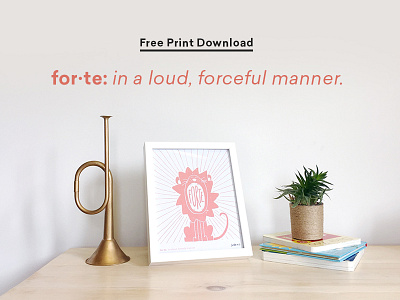 Forte Free Print Download animal brand children forte illustration lion music poster print download