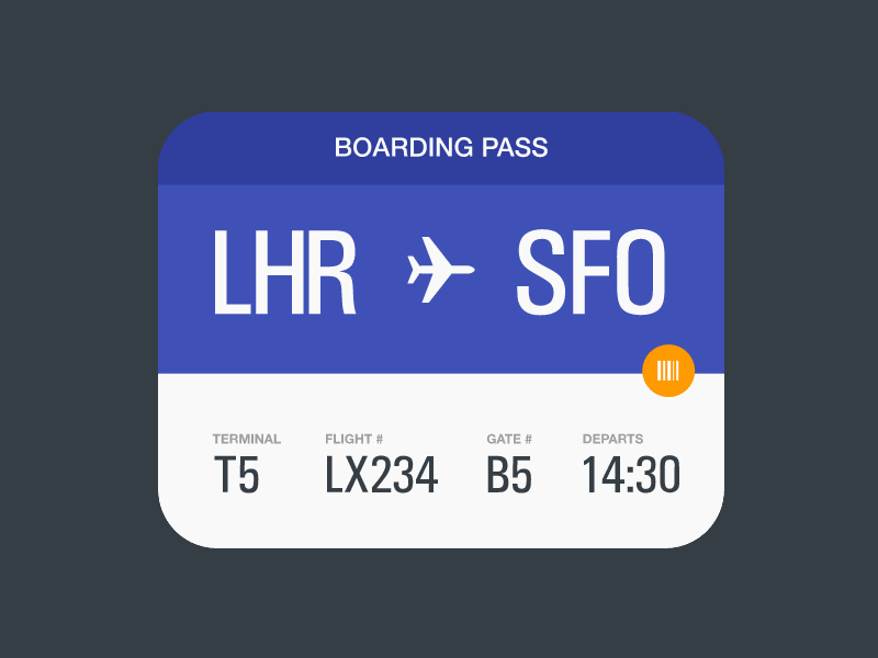 Material Boarding Pass 3d airport barcode boarding pass codepen flight gsap hinge interactive material design scan svg