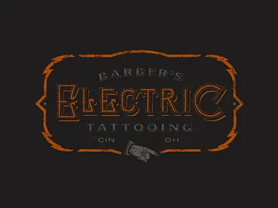 Barbers Electric Tattoo badge badge hunting ohio orange tattoo texture type vintage