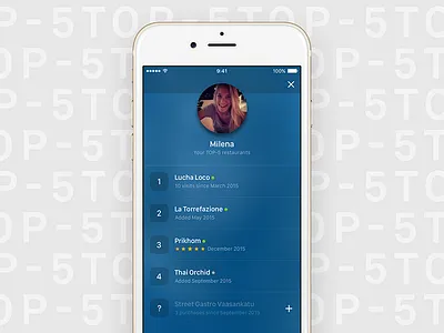 Conceptual mockup for a hidden TOP-5 feature app design ios iphone mobile product design top 5 ui ui design visual design