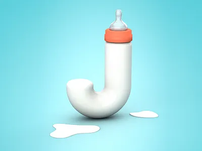 J for Jolene 3d baby baby bottle birth cinema 4d graphic design the blastart