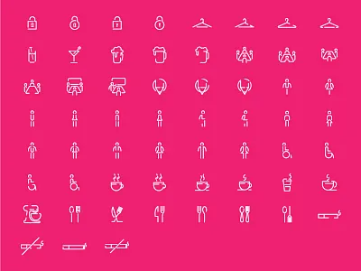 Directional Icons ai bar coat check directional icon icons illustration kitchen meeting room restroom smoke