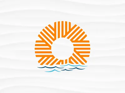 Rising Sun Icon good morning logo new day simple design sun thick lines water