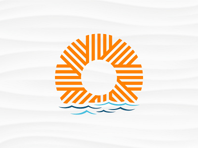 Rising Sun Icon good morning logo new day simple design sun thick lines water