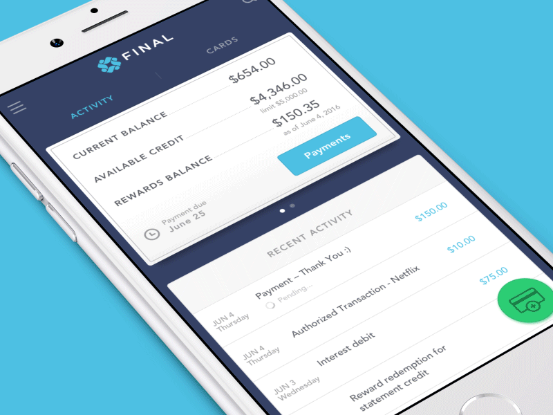 Final App Interactions app workflow imrovment bank account management commerce finances generate card flow get final prototype ios financial operation online banking application ramotion iphone user experience user interaction user interface animation ux ui