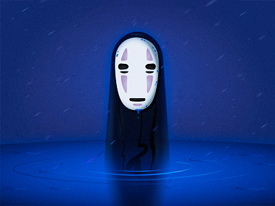 No Face anime away face japan mask miyazaki no rain spirit spirited vector water