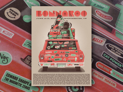 Bonnaroo 2013 Artist Proof bumper sticker car dan kuhlken dkng luggage nathan goldman road trip sticker stickers vector