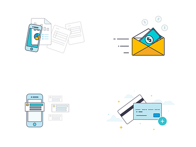 Pay by phone illustrations credit cards illustration invoice mail