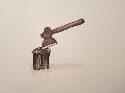 Woody Hacker adventure axe copic drawing hatchet illustration survival