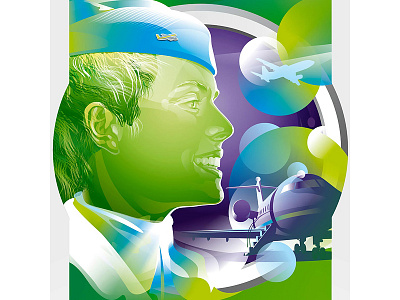 Stewardess illustration mobile operator russian stewardess