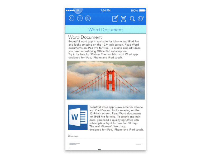 MS word doc Screen shoot app app design clean interaction design minimum ms word doc screen shoot simple ui ux