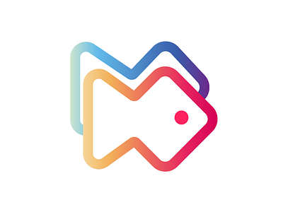 Fish blue fish line logo red