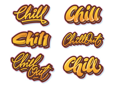 Chill/ChillOut calligraphy chill chillout font letter lettering letters logo type yellow