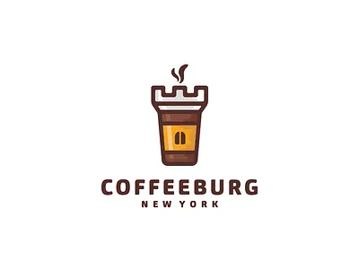 CoffeeBurg building castle coffee cup drink food fortress logo logo design logo designer mark tower