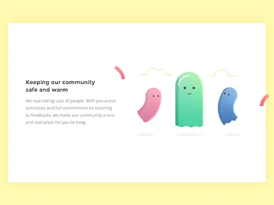 community colors community fun ghosts illustration kids team ui vectors