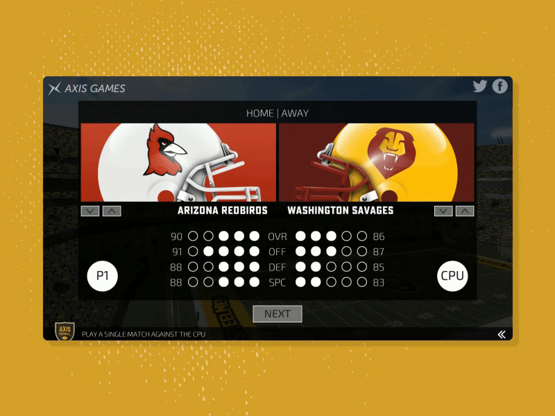 Quick Matchup american football game gif helmet matchup menu sports team ui ux video