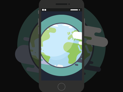 World Going Mobile earth flat design flat design earth illustration kurzgesagt mobile mobile first rebound space stars world