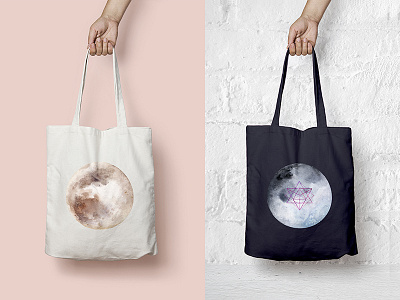 Moon bag moon tote watercolor