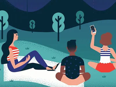 fourth of july characters fireworks fourth illustration july landscape people usa